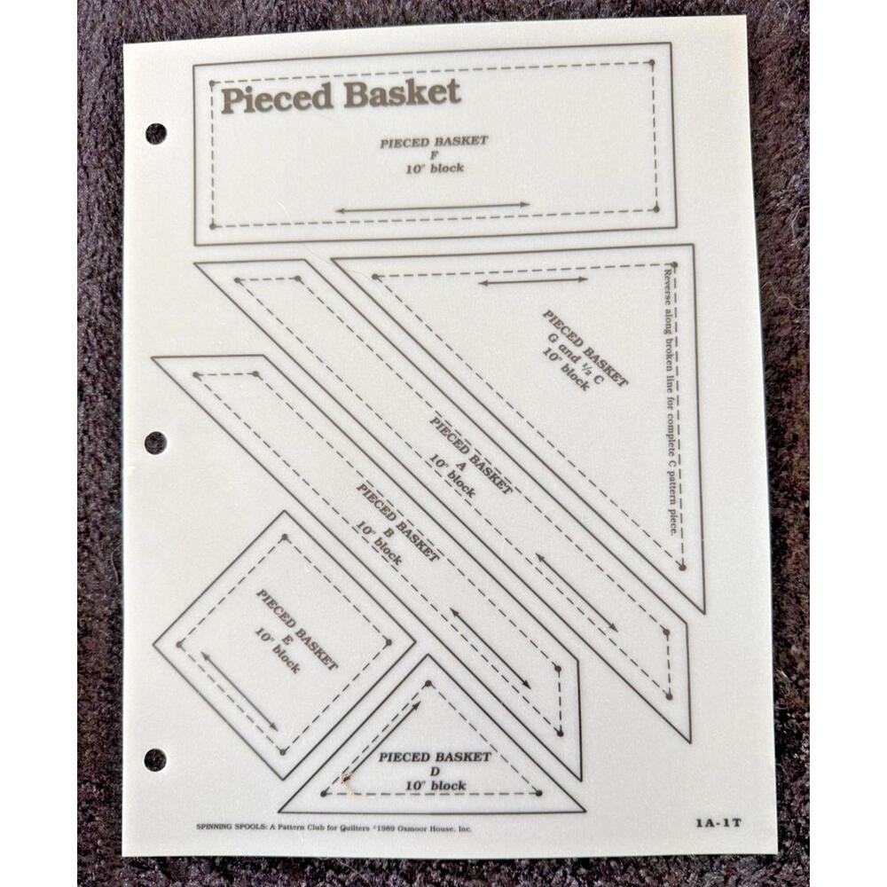 Pieced Basket Quilt Template Pattern Set Vintage Acrylic Template Classic Design - Picture 2 of 2